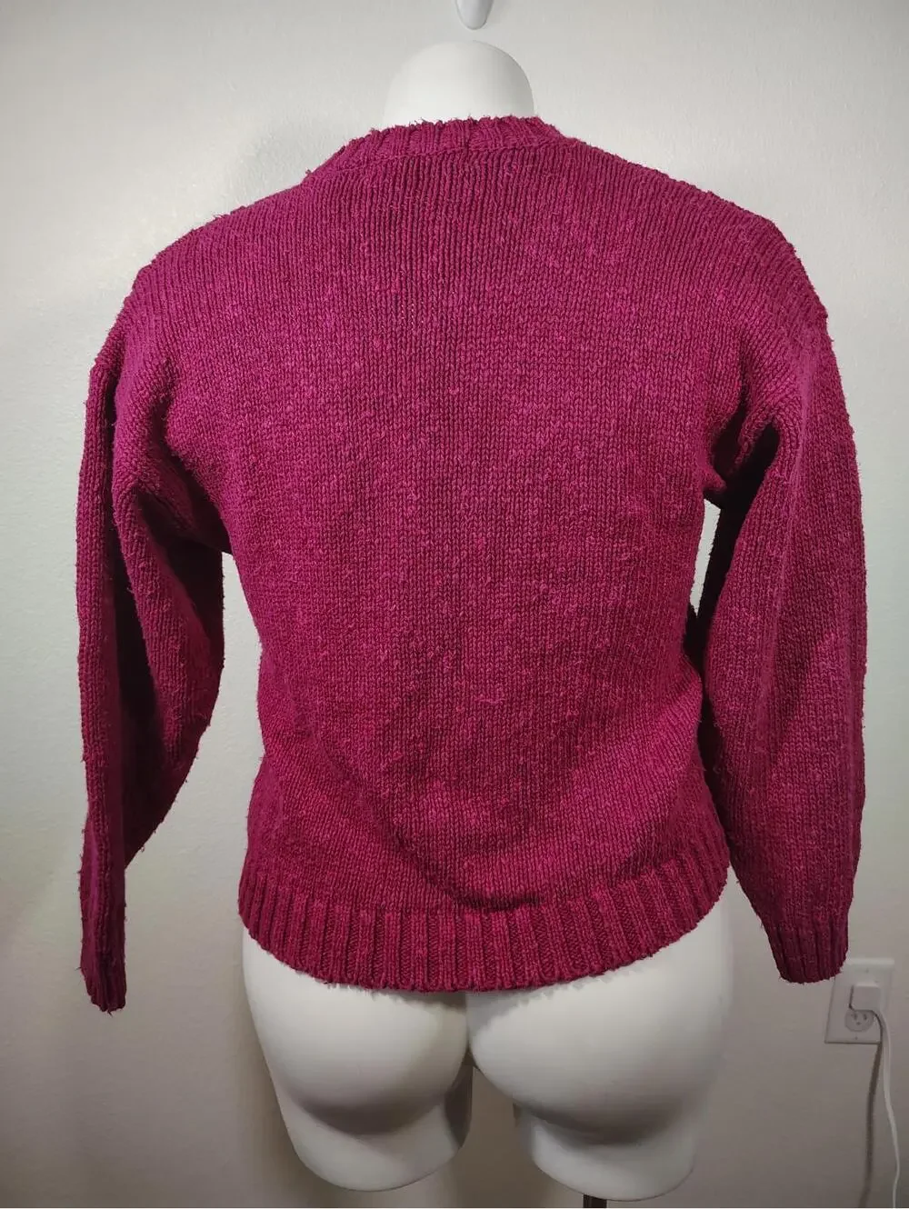 VTG 90s Outback Red Cable Knit Henley Sweater BarbieCore M Pink Linen cotton